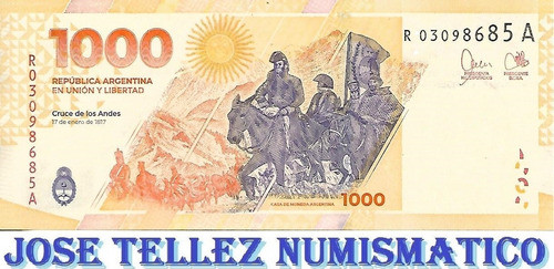 Billete $ 1000 San Martin Reposicion Filig 2 Unc Palermo 0