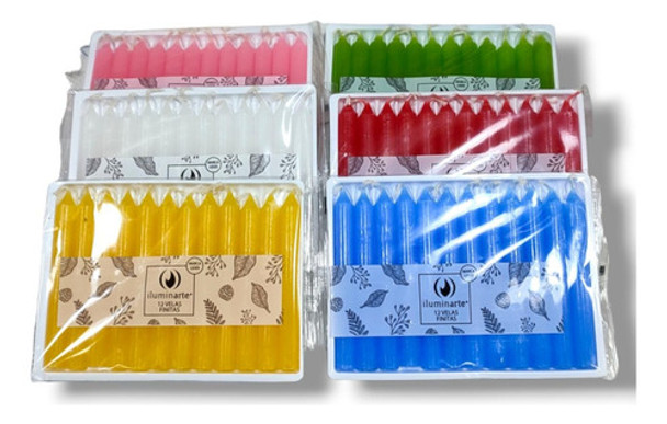Velas Finitas Parafina Colores Pack X12 Unidades 0 Velas Finitas Parafina Colores Pack X12 Unidades 0