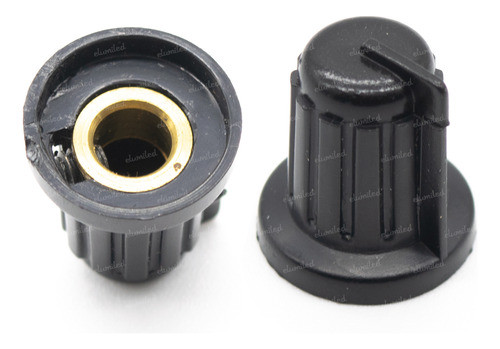 3 Perillas Potenciometro Negras 18mm X 21mm Buje Bronce 0