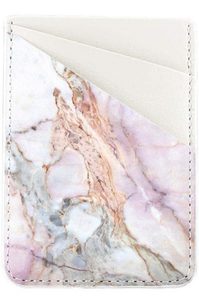 Tarjetero Adhesivo Para Celular, Rosa/dorado/marmol 0