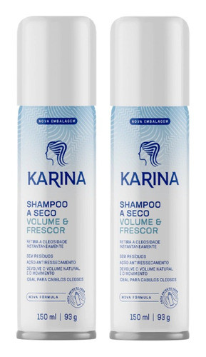 Kit 2 Shampoo A Seco Karina Volume Frescor Brilho 150ml 0