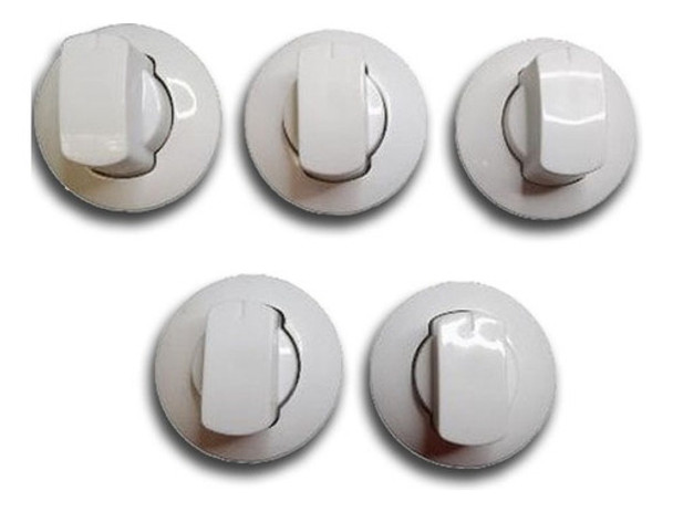 Juego De 5 Perillas Cocina Longvie 2009 Blancas C/aro/buje 0