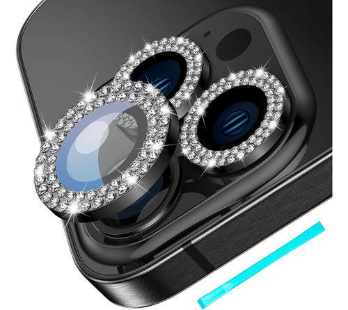 Protector De Lente iPhone 15 Pro Max Con Diamantes - Negro 0
