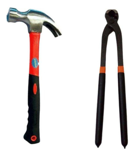 Kit Martillo Galponero Mango De Fibra + Tenaza Tres Puntos 30 Cm Medio / Corte Entero 0