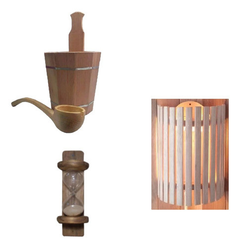 Balde Cucharón Reloj De Arena Luz Artesanal Accesorios Sauna 0