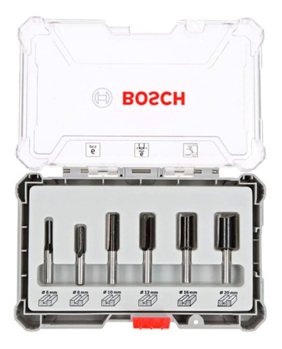 Juego Kit Set Fresas Bosch Rectas 6 Pz Router 6mm Estuche 0