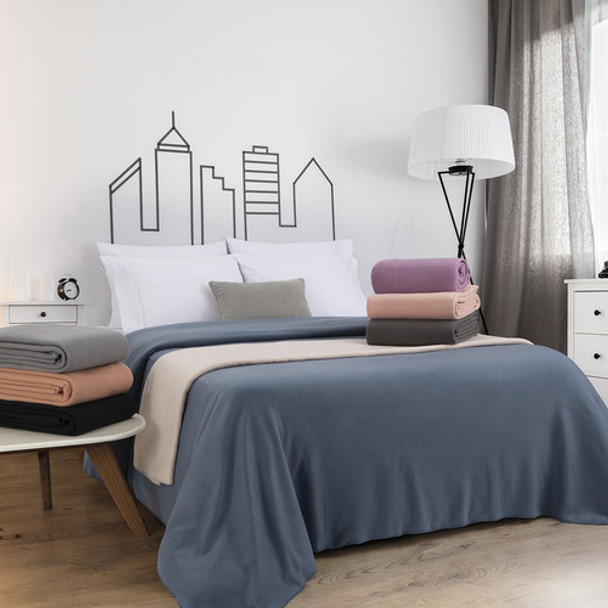 Frazada 1 1/2 Pl Polar Lisa Azul Oceano 150x220 Premium 0