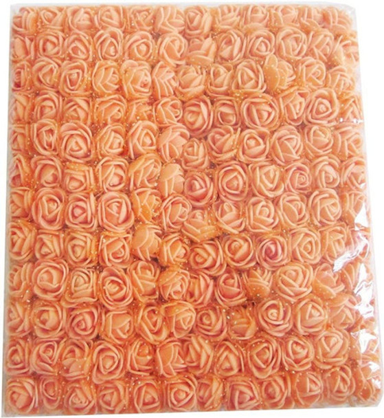 Mini Cabezas De Flores De Rosas Falsas 144 Pcs Color Naranja 0