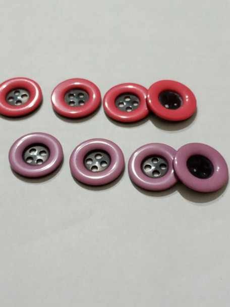 Botones Bicolor T 18 Mm Color Fucsia Y Color  Violetas 0