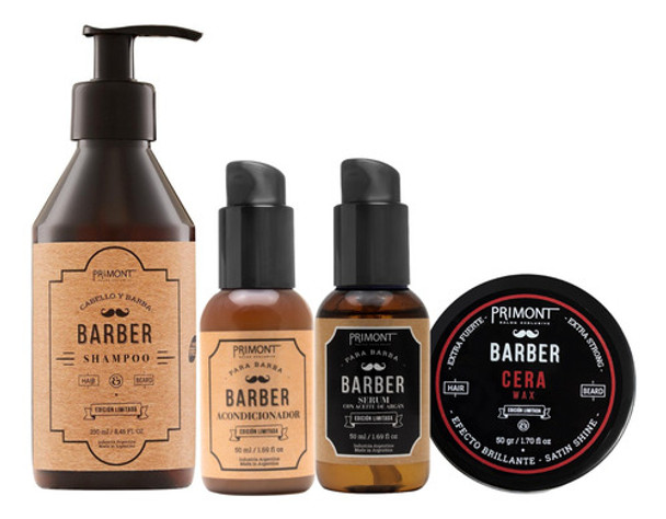Primont Barber Sh+ Acondicionador+ Serum+ Cera Efecto Brillo 0