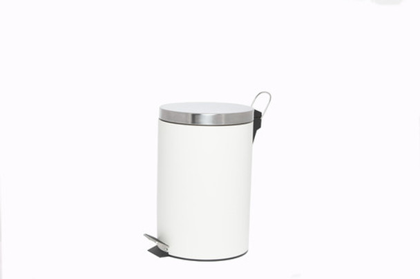 Cesto Tarro Tacho Papelera A Pedal Acero Inox. Blanca 3 Lts. 0