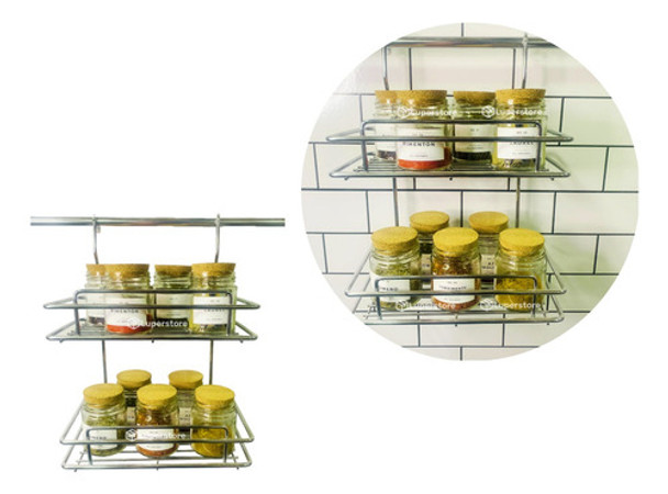 Estante Doble Para Colgar En Barral De Cocina Cromado 0