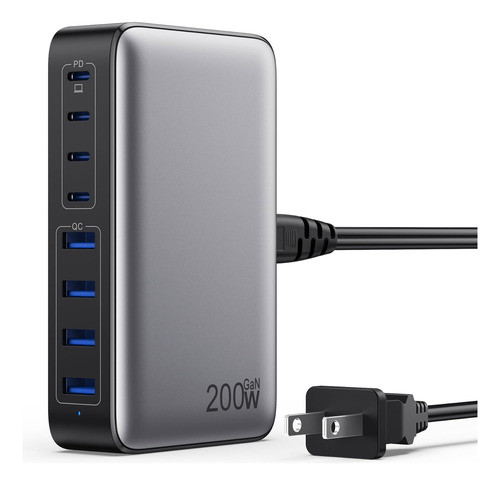 Estación Carga Celular Usb-c 200w Carga Rápida. 8 Puertos. 0