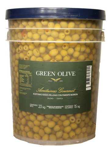 Aceitunas Verdes Rellenas Con Pimiento Morrón X 15 Kg 0