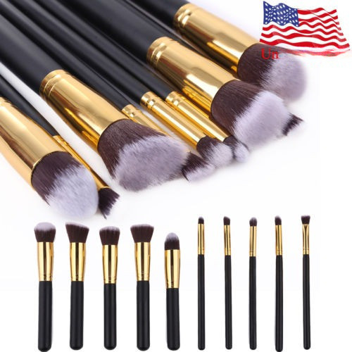 10pcs Maquillaje Profesional Pinceles Cosméticos Set Sombras 0