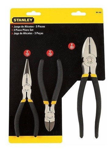 Juego 3 Pinzas Stanley Punta De 6  Universal 8  Alicate 6 0