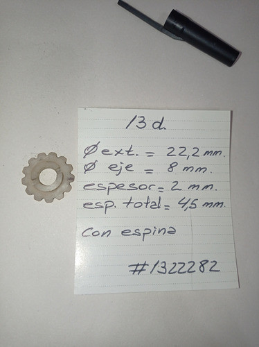 Piñon Engranaje Plástico 13 Dientes. #1322282 0