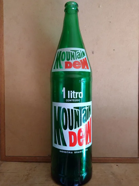 Vintage Empty Mountain Dew Glass Bottle – 1 Liter – Collectible – Great Condition