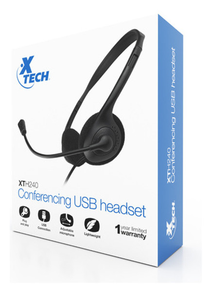 Xtech Xth-240 - Auricular - En Oreja - Cableado - Usb - Negr 0