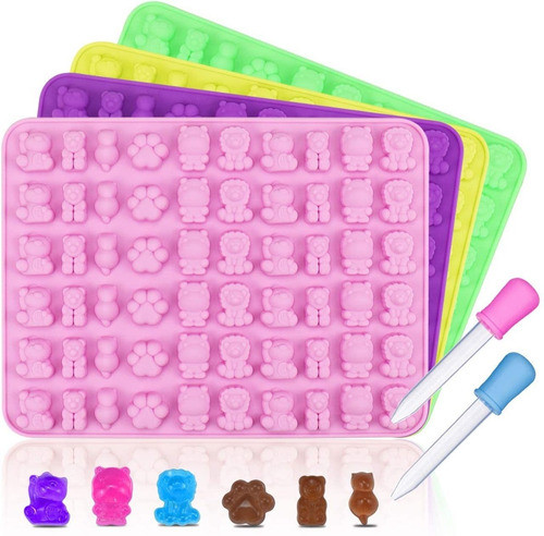 Moldes De Goma Para Caramelos - Oso / Leon / Perro / Gato 0