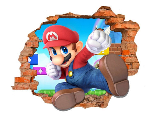 Vinilo Pared Rota Infantiles Mario Bros Wall Sticker 0