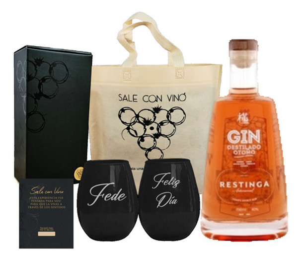 Box Regalo Gin Restinga Otoño + 2 Vasos Negros Grabados 0