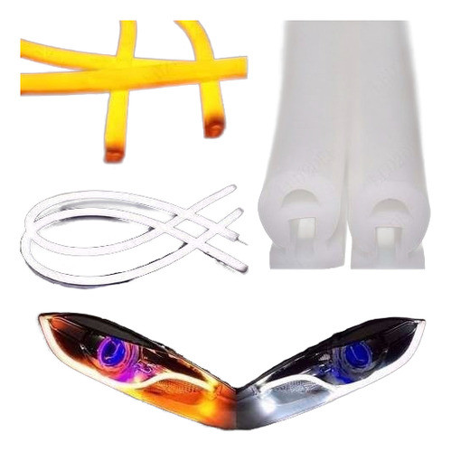 Tira Leds Luz Continua Faroles Auto 12v Flexible.x Par T129 0