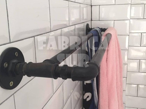 Toallero Doble Estilo Industrial En Cañeria De Hierro 0