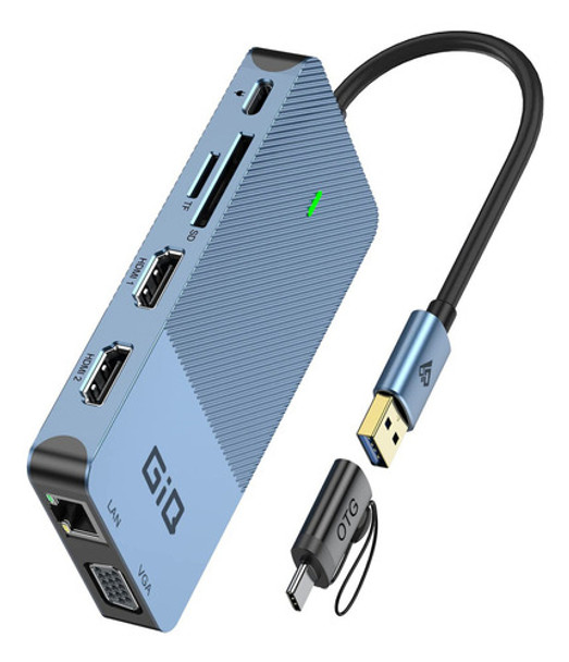 Estacion De Acoplamiento Usb Giq Usb C Hub Usb 3.0 A Dual Hd 0