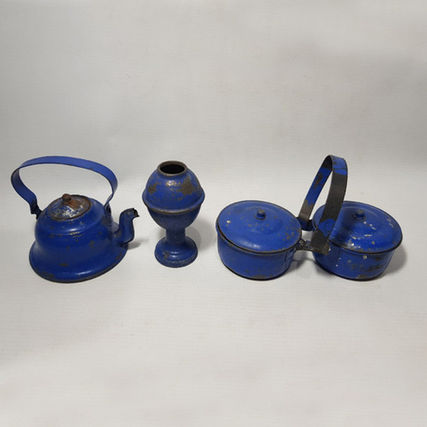 Antiguo Set Mate Chapa Juguete Azul Mag 57322 0