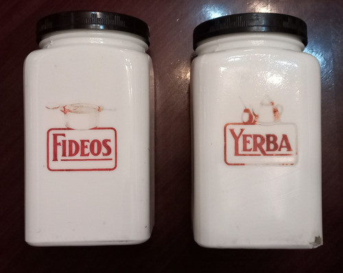 Antiguos Frascos De Vidrio Yerba Fideos Estilo Campo 0