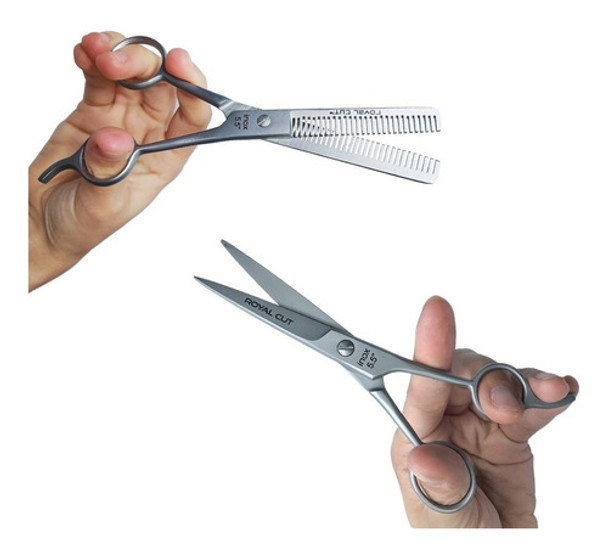 Combo Tijeras Royal Cut 5.5 Filo Navaja Y Entresacado 0