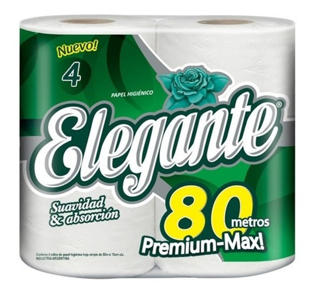 Papel Higiénico Elegante Hoja Simple 80 M 10 Packs 0