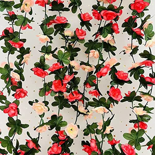 Heleooky 5 Pack 41ft Rosas Falsas Flores Artificiales Vines 0