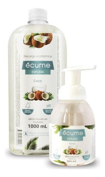 Jabón Líquido Ecume De Espuma Coco 1l + 300ml 0