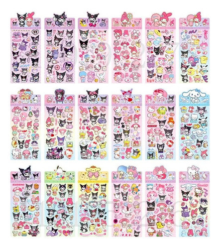 Set De 3 Planchas De Stickers Sanrio Surtidas 0