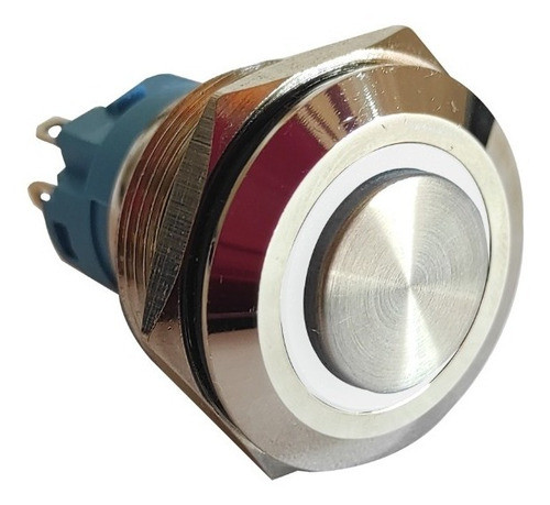 Pulsador De Metal Led Blanco 22mm Con Retención Cara Alta 0