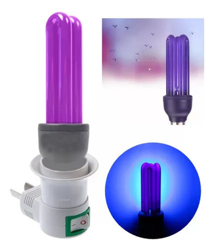 Lampara Led Repelente Luz Atrae Moscas Insectos Uv 0