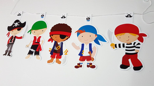 Banderin Figuras Colgantes Deco Cumple Piratas 0