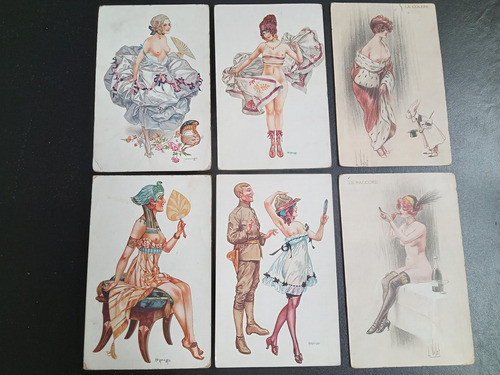 6 Postales Antiguas Ilustrador Cheri  Herouard Y L Vallet 0