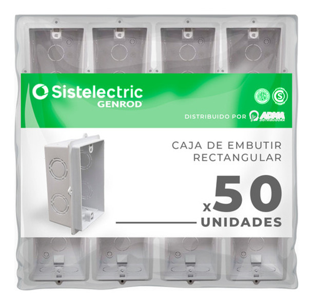 Caja De Embutir Genrod Rectangular Pvc 10x5 Pack X50 *c* 0