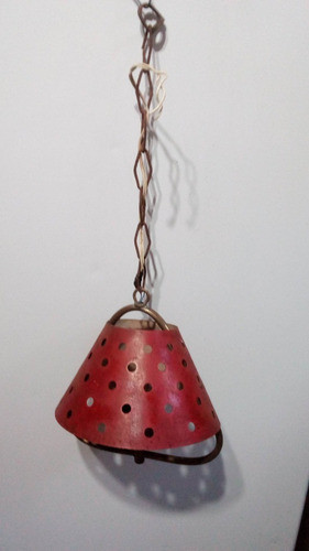 Lampara De 1 Luz  De Chapa Y Bronce  Decada Del 70 0