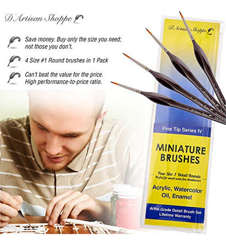 1 Juego De Pinceles Redondos Cepillos En Miniatura Para Arte 0