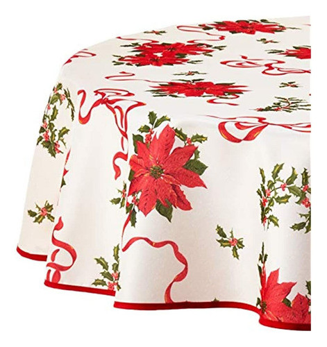 Manteles Con Diseño De Lazos Y Flores De Pascua Navideñas De 0
