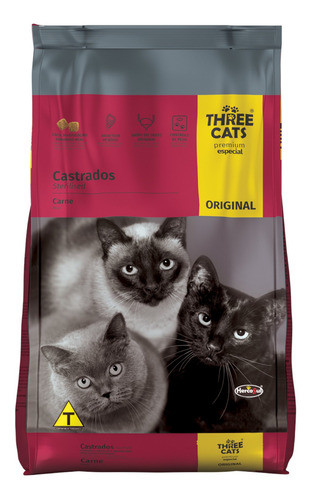 Comida Para Gato Three Cats Original Castrados 1 Kg 0