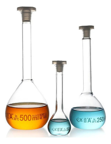 Matraz Aforado 250ml Vidrio Boro 3.3 Tapa Plástica Clase A 0