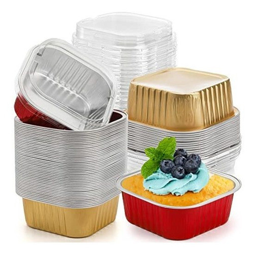 Tazas Para Hornear Zeayea De Papel De Aluminio Con Tapa, 60 0