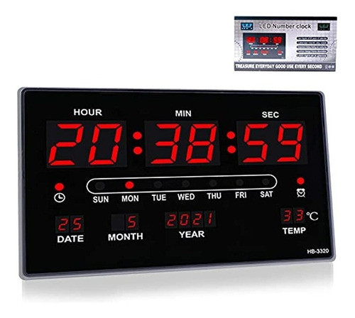 Igtazy Reloj De Pared Digital Pantalla Grande, Reloj Despert 0