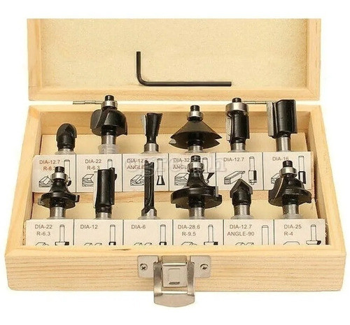 Kit 12 Fresas Tolsen 1/4 Mm Trompo Router Fresadora  Tyt 0