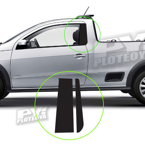 Calcos Parantes Saveiro Trendline C/ Simple Negro Mate Liso 0